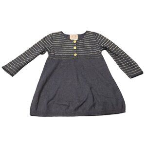 Juicy Couture Girls Sweater Dress 12–18M Navy Knit w/ Gold Lurex Stripes 11"x18"
